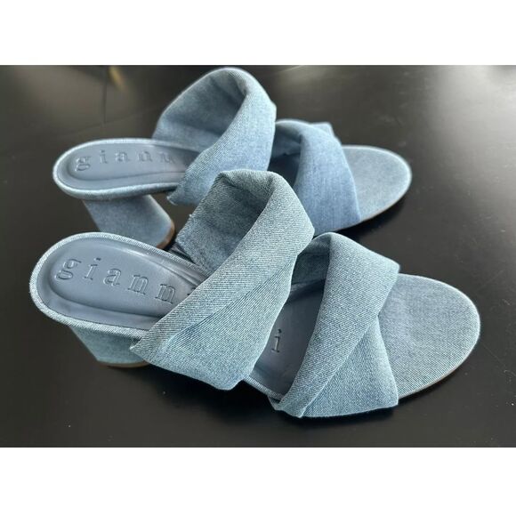 Gianni bini Chic Denim Block Heel Mules - Versatile Summer‎ Sandals - Picture 5 of 7
